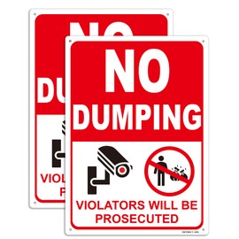 2 Pack No Dumping Sign,10"x 7" Video Surveillance Signs Outdoor Warning No Garbage No Dumping Signs Private Property Signs,No Dumping Yard Sign Video Surveillance Signs Violators Will Be Prosecuted Metal Sign,Weatherproof