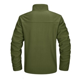 TACVASEN Warm Jackets for Men Winter Thermal Fleece Full Zip Jacket with Inside Pocket Workout Sweater Army Green M