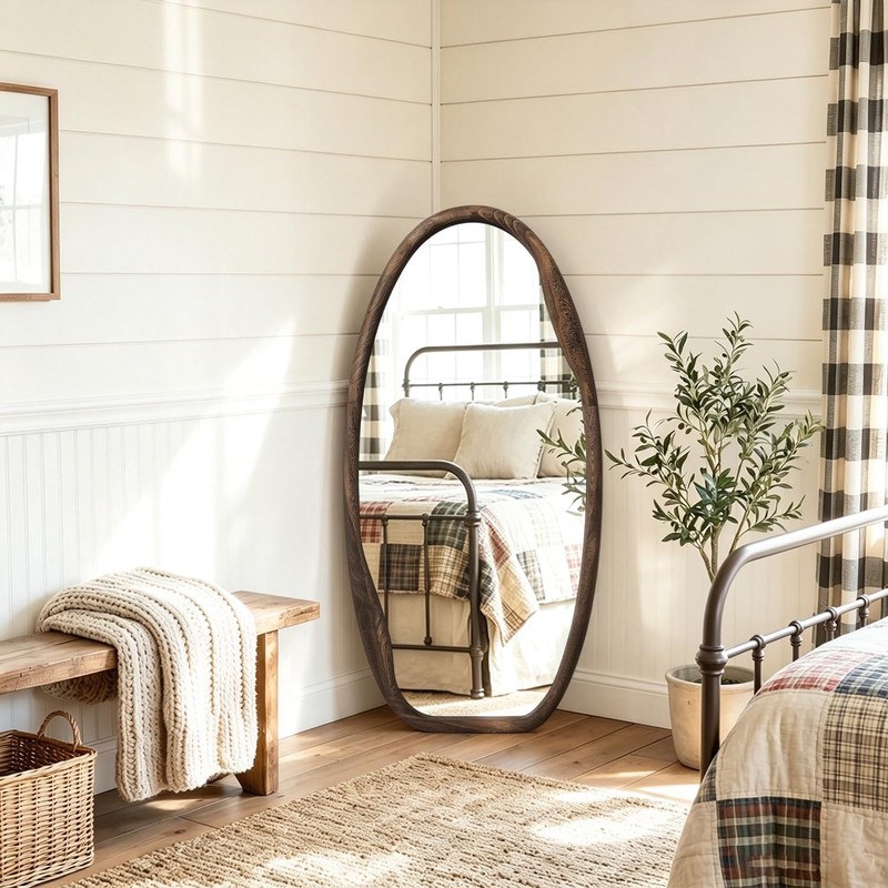 JJUUYOU Irregular Wall Mirror Asymmetrical Bathroom Mirrors for Wall 40"X20"