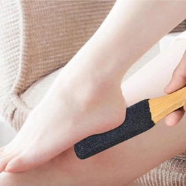 Pumice Stone for Feet Foot Scrub Pedicure Foot File & Pumice Stone Rasp with Ergonomic Wooden Handle -Scrubber for Removing Hard Dead Skin, Calluses (Black)