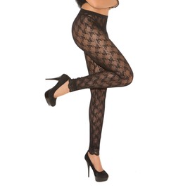 Elegant Moments Women's Lace Leggings, Black, One Size