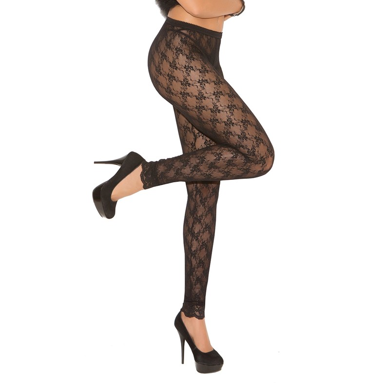 Elegant Moments Women's Lace Leggings, Black, One Size