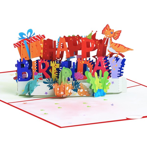 EWEISHEIT Dinosaur-Themed Pop-Up Greeting Cards – Assorted Blank Birthday &