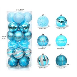HunJay Christmas Ball Ornaments for Xmas Trees, 24 pcs 6cm/2.36" Shatterproof Plastic Christmas Tree Ornaments, Christmas Ball Baubles for Xmas Trees Wedding Party and Home Decor