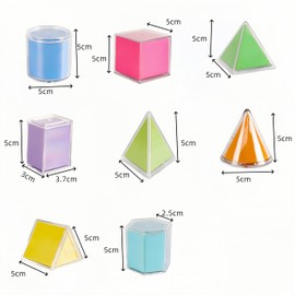 8 Pieces Geometric Model, Geometric 3D Figures, Geometric Shapes, Manipulatory Shapes, for Teaching Counting Mathematical Plastic Blocks and Experiments in the