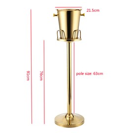 TITIDU Titanium Gold Ice Bucket Rack，Floor Standing Golden Champagne Ice Bucket Wine Cooler Ice Stainless Steel