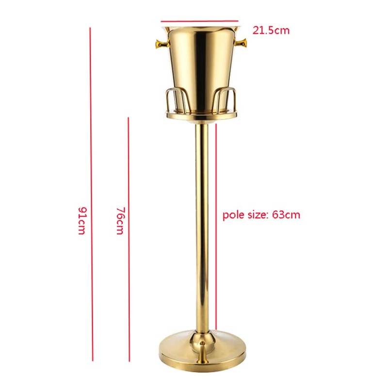 TITIDU Titanium Gold Ice Bucket Rack，Floor Standing Golden Champagne Ice