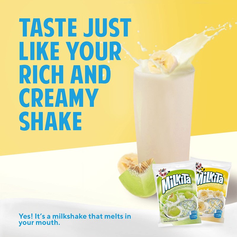 Milkita Creamy Shake Candy Bag, Gluten Free Chewy Candies with
