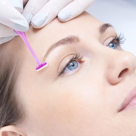 HINZIC 24 Pack Eyebrow Trimmer Razors for Women Makeup, T Shape Facial Shaver Tool Stainless Steel Eyebrow Trimming Kit Purple for Eye Brow Face Arm Leg