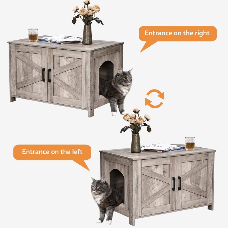 Homhedy Cat Litter Box Enclosure,Litter Box Furniture Hidden with Barn