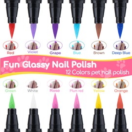 OLINGYOU Dog Nail Polish， Dog Nail Polish Pens Quick Dry-12 Colors, Pet Nail Polish Set for Dogs， DIY Dogs Puppy Nails, Dog Safe Nail Polish Non Toxic, Odorless, Easy to Applyt