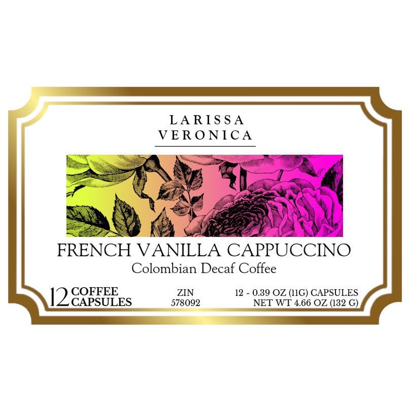French Vanilla Cappuccino Colombian Decaf Coffee (Single Serve K-Cup Pods)
