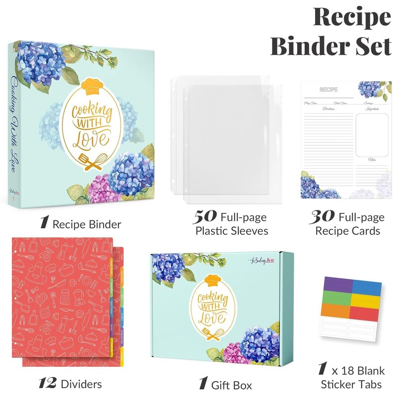 Recipe Binder 8.5x11 3 Ring, Recipe Book to Write in
