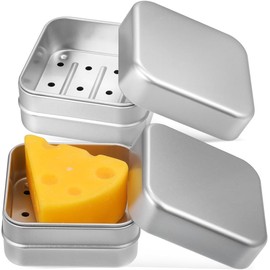 PRETYZOOM Jabonera De Viaje Set De 2 con Tapa Y Drenaje Aluminio Plata
