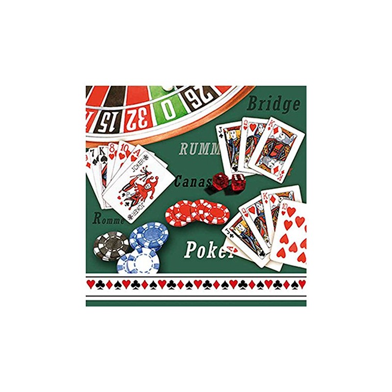 Napkin Ambiance Theme: Casino Poker Canasta 20 Napkins Per Package