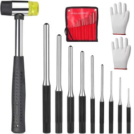 Pin Punch, Center Punch, Pin Remover, Chrome Alloy, Hammer Included, Storage Bag Included, 0.06 - 0.3 inches (1.5 - 8 mm), 9 Types, Tools, DIY, Repair, Maintenance