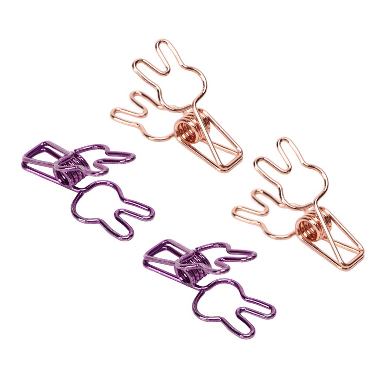 100Pcs Bunny Binder Clips Hollow Out Strong Clamping Sturdy Metal