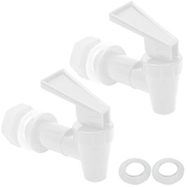 Hordion Plastic Spigot Replacement Cooler Faucet, 2 Sets Water Jug Spigot BPA Free Dispenser Valve Reusable Bucket Tap, White