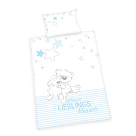 Herding baby best bed linen set, with “Kleiner Lieblingsmensch”, favourite person print (German language), cotton