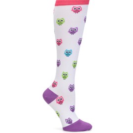 Nurse Mates Socks | 12-14 mmHg Compression | Over The Calf | Comfort Support, Owls, One Size