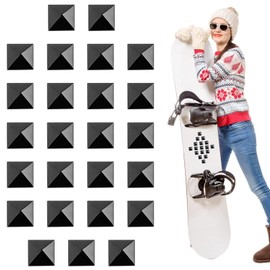 HolyMaji 25 Pcs Snowboard Stomp Pad Spikes, Pyramid Studs Stomp Pad Snowboarding, Self-Adhesive Ski Snowboard Anti-Slip Grip Stomp Pad - Aluminum Studded Scraper - Provides Extra Grip (Black)