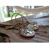 Thick tree disc and ceramic: long hook earrings with clay