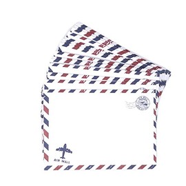 Honbay 50PCS 12.5x17.5cm/4.92x6.89inch Airmail Vintage Kraft Paper Envelopes Invitation Letter Envelopes Airmail Stationery for Letters,Invitation Letter, Postcards,etc (White)