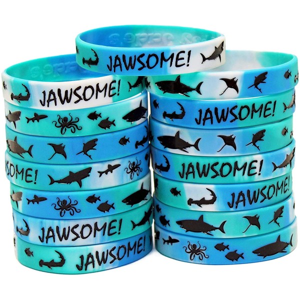 Gypsy Jade's Shark Party Favors - Wristbands for Jawsome! Shark Themed Parties - Pack of 15!