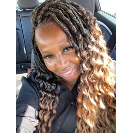 New Faux Locs Crochet Hair With Curly Ends 14 Inch 8 Packs Ombre Goddess Locs Pre Looped Crochet Braids Deep Waves Distressed Soft Locs Synthetic Hair Extensions For Black Women（14inch，1B30）