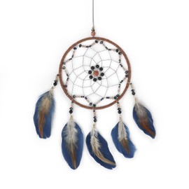 WisePoint Blue Dream Catcher, Handmade Rattan Large Dream Catchers with Feathers and ABS Beads, Wall Hanging Decoration Ornaments for Living Room, Bedroom to Have a Good Mood and Sleep (Blue)