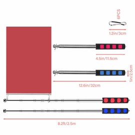 Realand 2Pcs 8.2FT Handheld Telescoping Flag Pole with Clips, Portable Stainless Steel Flagpole Extendable Telescopic Flag Poles for Tour Guide Horse Training Festival, 8.2FT