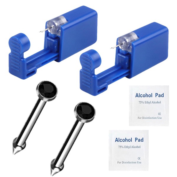 Piercing Gun Kit- 2 Pcs Disposable Nose Piercing Guns Built-in