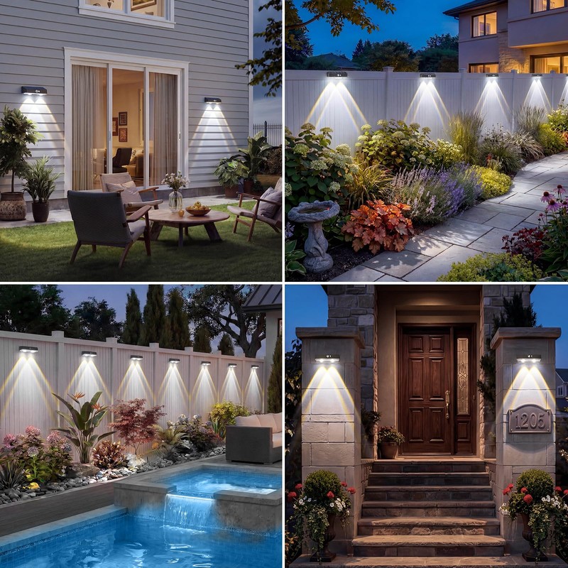kolpop 16 Pack Solar Fence Lights Outdoor with 3 Modes