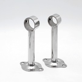 Stainless Steel Closet Pole Sockets, Round Base Dia. 25mm Height 200mm Wardrobe Pipe Holder Hanger, Closet Rod End Supports, 2 Pcs