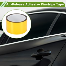 HOPESPANNER Universal 164.04ft x 2.36" Air-Release Adhesive Pinstripe Tape Reflective Automotive Pinstriping Tape BOPP Gold Tone