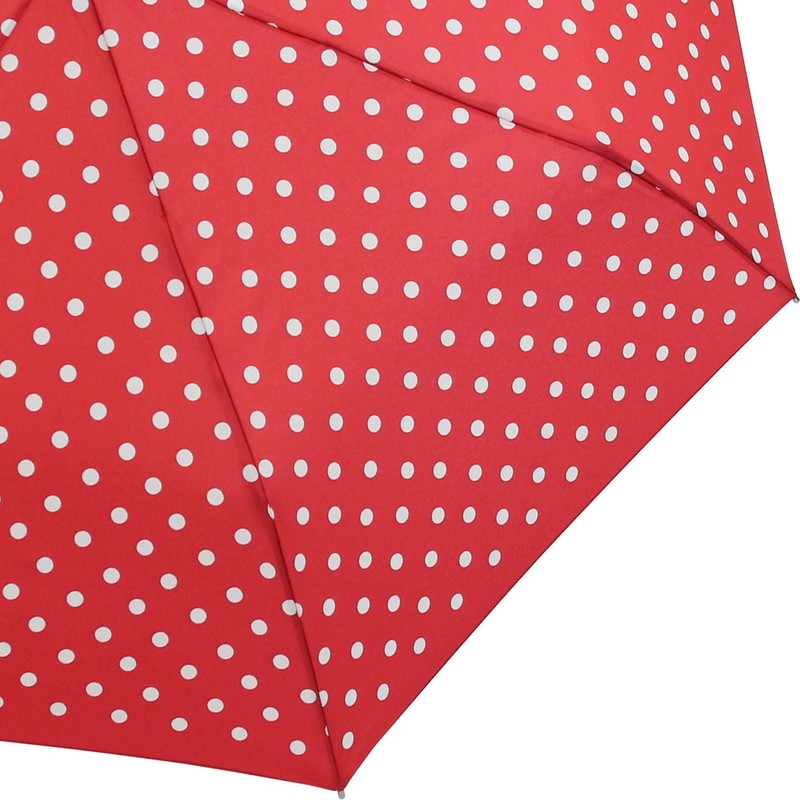 Knirps Slim Duomatic Polka Dots Pocket Umbrella Red White in