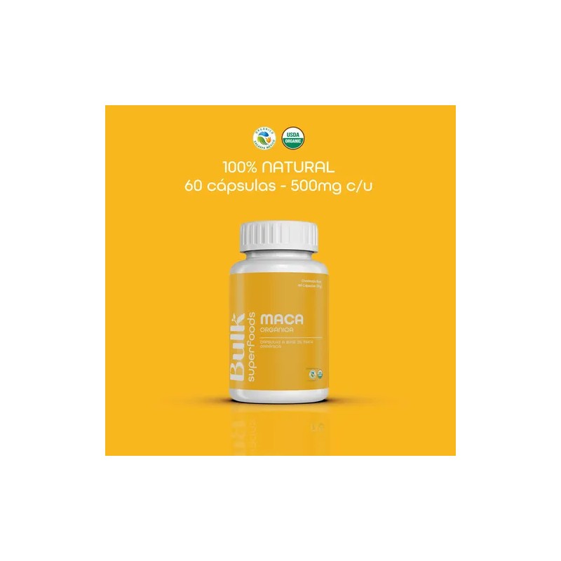 Maca Orgánica 60 Cápsulas De 500 Mg | Bulk Superfoods