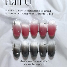 Gradient Magnet Handmade Nail Tips - Stiletto / 그라데이션 자석 수제네일팁 - 스틸레토