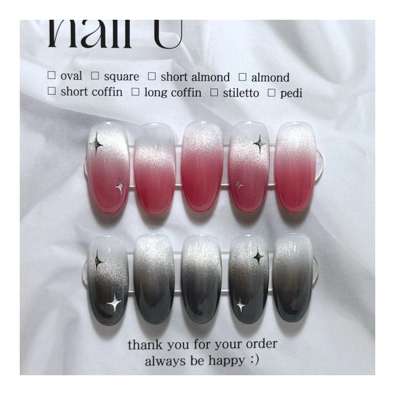 Gradient Magnet Handmade Nail Tips - Stiletto / 그라데이션 자석