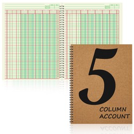 2 PCS 5 Column Ledger Book Accounting Ledger Paper Analysis Pad Financial Accounting Ledger 5 Column 8.5 * 11 Inches Log Book 5 Column 100 Pages for Bookkeeping Personal Use and Small Business