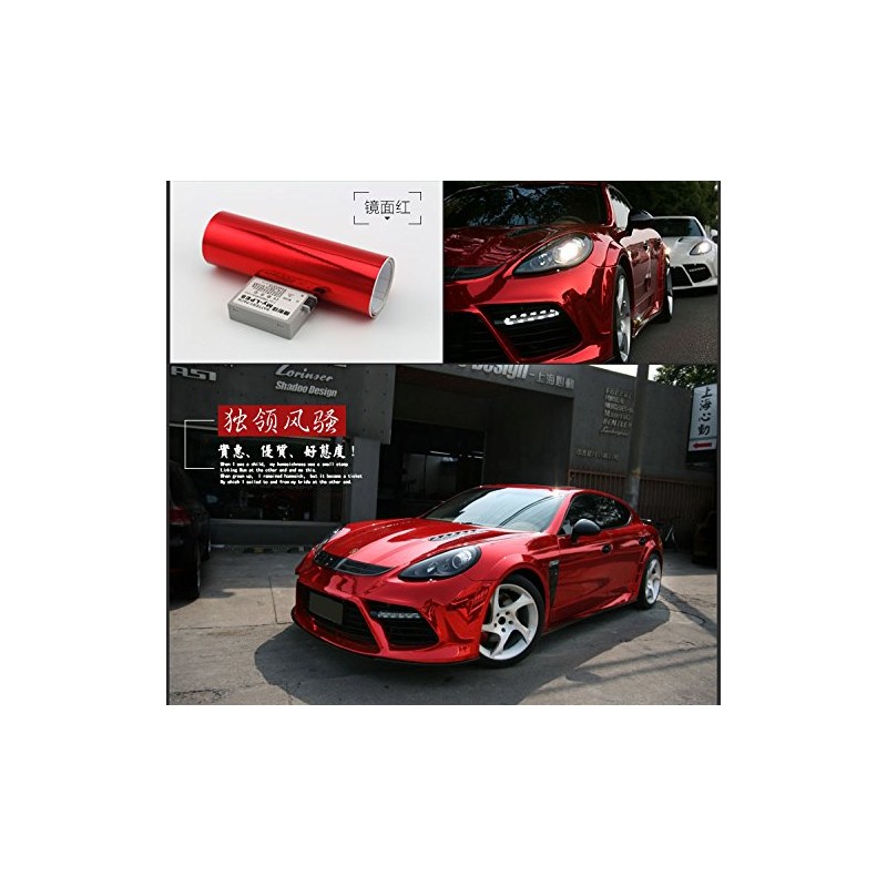 DIYAH High Gloss Red Chrome Mirror Vinyl Car Wrap Sticker