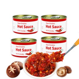 Mushroom Hot Sauce,Spicy Chili Oil and Chili Paste,Spicy, Savory, Vegan,Perfect for Stir-Fries, Dipping Sauces, Drizzling, Noodles, Marinades, and Dumplings - (4 cans)