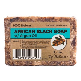 By Natures 100% Natural African Black Soap With Argan Oil 3.5 Oz (Pack of 1)