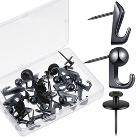 Shimeyao 30 Pieces Push Pin Hooks Push Pin Hangers 20 Lbs Metal Hanger Picture Hanging Nails on Wooden or Fabric Wall for Home or Office
