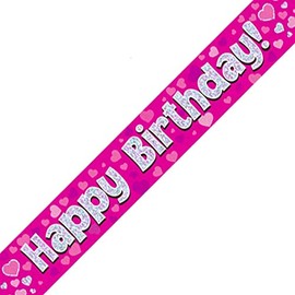 Happy Birthday Pink Birthday Party Foil Banner Pennant