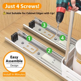 DABIGE 2 Packs Pull Out Spice Rack Organizer for Cabinet, Slide Out Spice Racks Organizer, Easy to Install Spice Cabinet Organizers, 4.4''Wx10.5''Dx8''H, Each Tier Hold 10 Spice Jars - 2 Tier, White