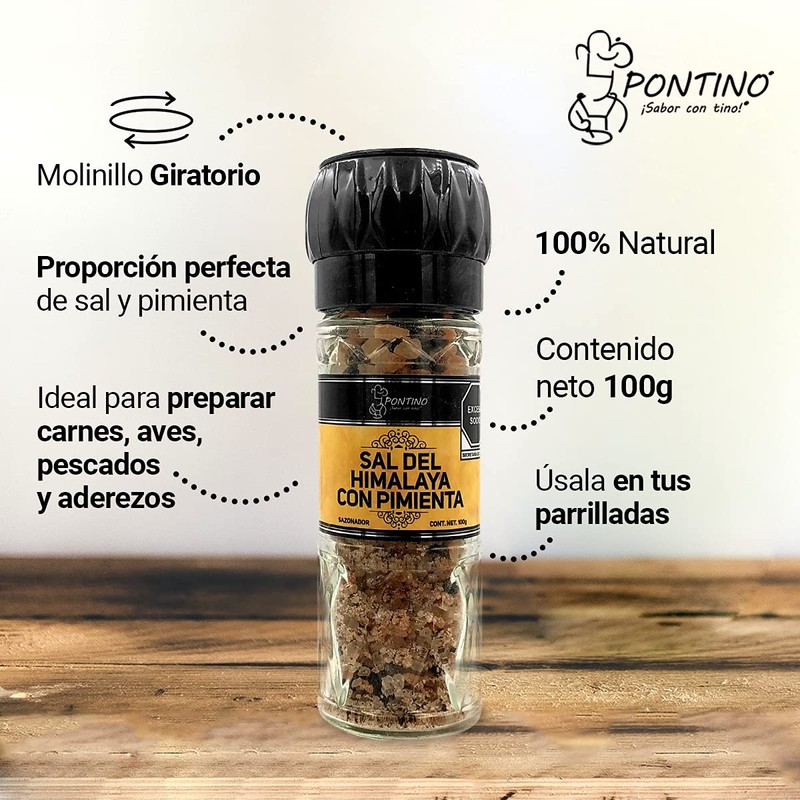 Pontino Sal Del Himalaya y Pimienta, 100 g