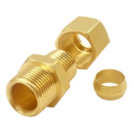 Joywayus Brass 1/4" NPT Male x 1/4" Tube OD Compression Tube Pipe Fitting Union Connector (Pack of 2)