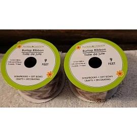 Floral Garden Chevron Floral Garden Wire Burlap Ribbon 9 ft. x 1.5" wide Craft Ribbon Lot of 2