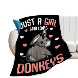 Cute Donkey Blanket Just A Girl Who Loves Donkeys Throw Blankets for Girls Boys Kids Plush Cozy Flannel Fleece Ultra Soft Fuzzy Animal Party Blanket 50"X40"